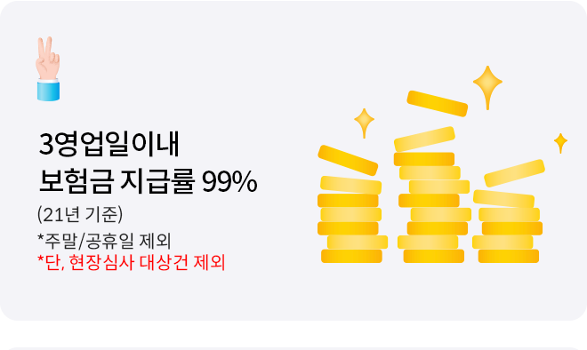 2. 3일이내 보험금 지급률 99%(21년 기준)